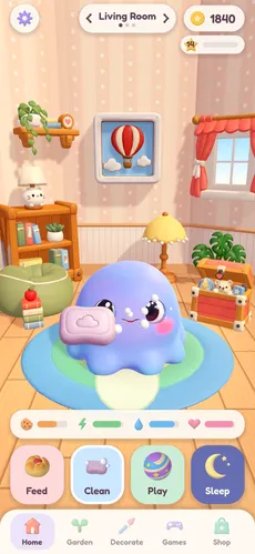 Pori being scrubbed with the cloud soap in the living room, soap bubbles all around